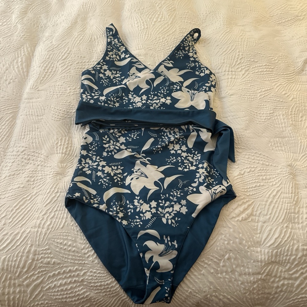 Floral Blue One-Piece Swimsuit